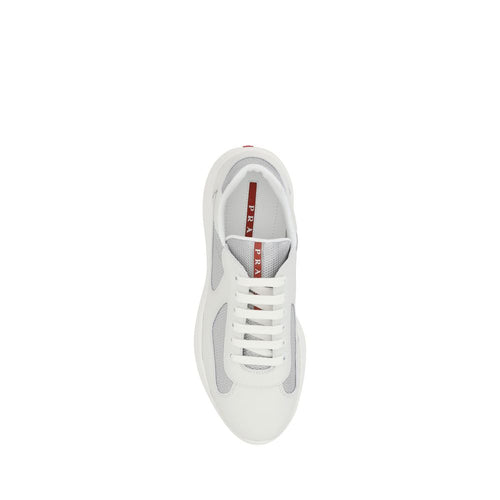 Prada White Calfskin Bos Taurus Low-Top Sneakers