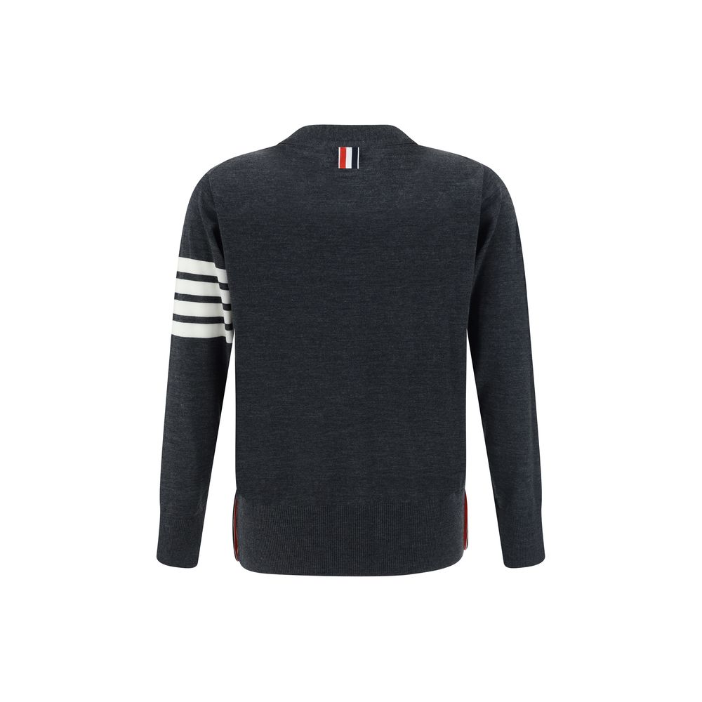 Thom Browne Grauer Wollfleece-Cardigan