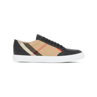 Burberry Schwarz Leder Neu Salmond Turnschuhe