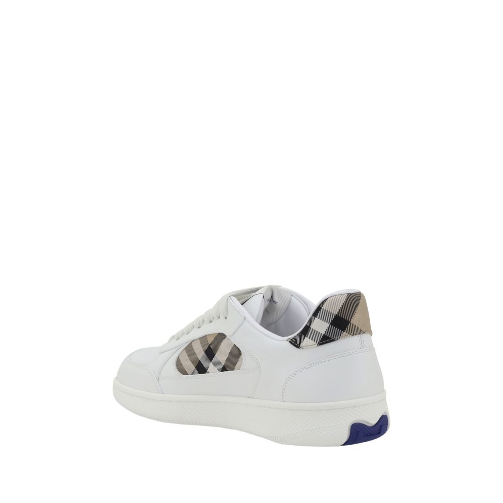 Burberry Weiße Kalbshaut Bos Taurus Sneakers mit niedrigem Schaft