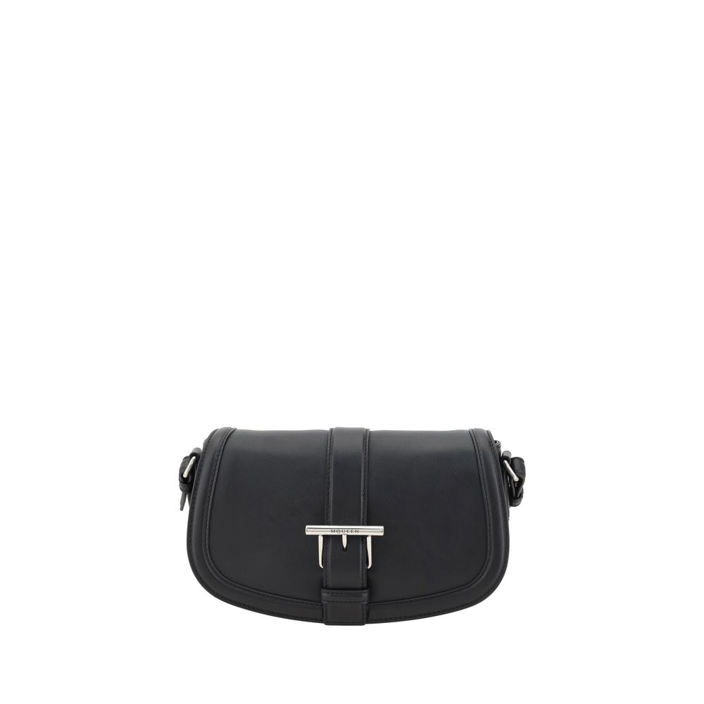 Alexander McQueen Schwarze Kalbshaut Bos Taurus Schultertasche