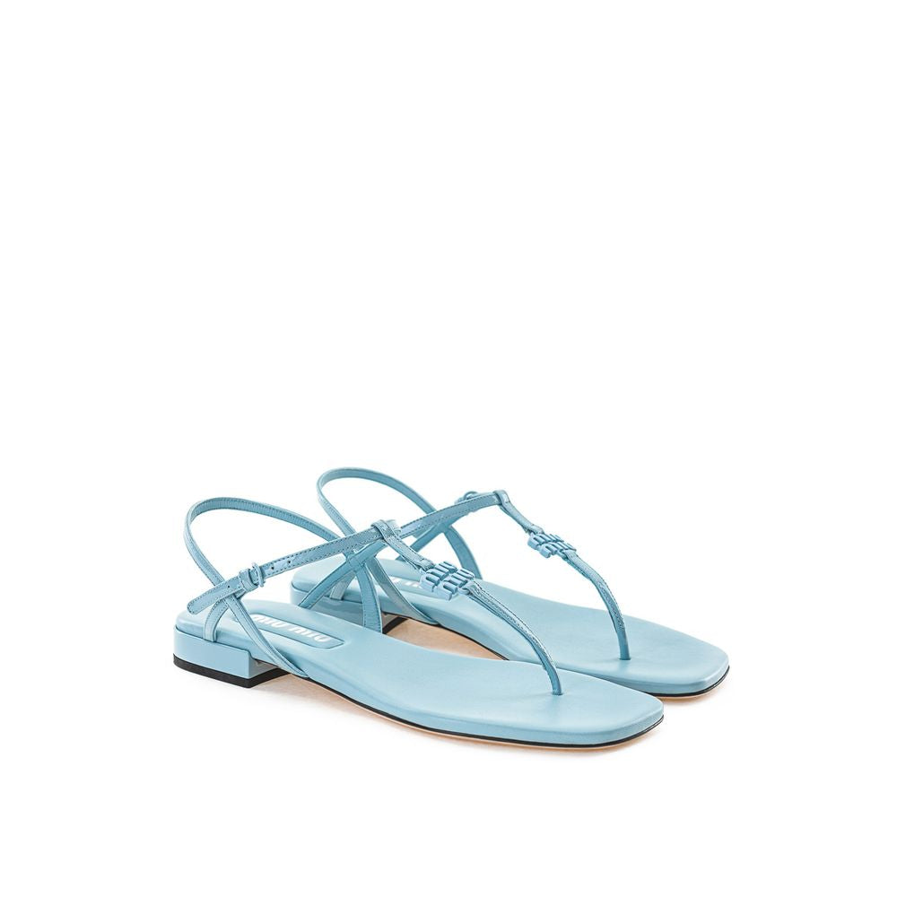Miu Miu Blaue Lackleder Flip-Flop-Sandale
