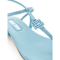 Miu Miu Blaue Lackleder Flip-Flop-Sandale