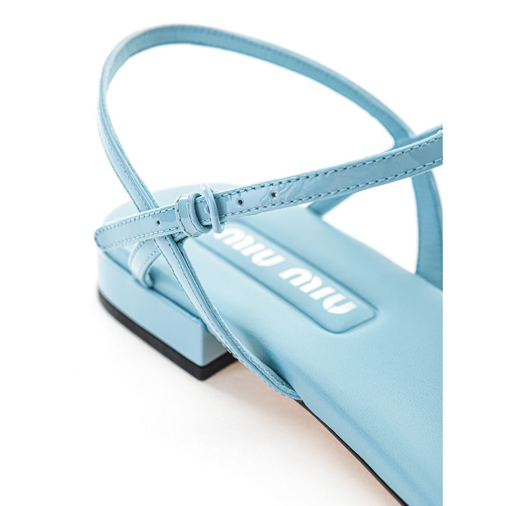 Miu Miu Blaue Lackleder Flip-Flop-Sandale