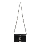 Versace Schwarze Kalbsleder-Kettenriemen-Schulter-Crossbody-Tasche