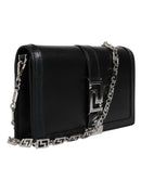 Versace Schwarze Kalbsleder-Kettenriemen-Schulter-Crossbody-Tasche