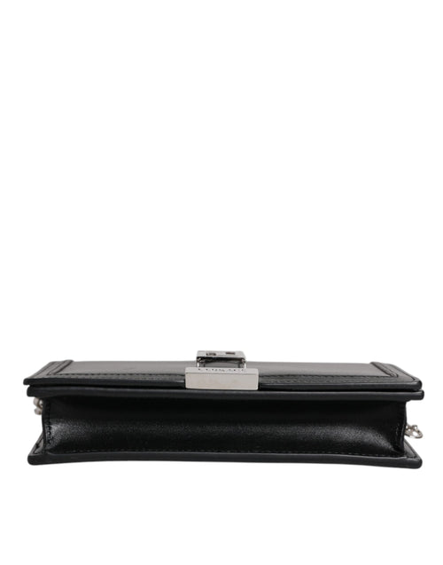 Versace Schwarze Kalbsleder-Kettenriemen-Schulter-Crossbody-Tasche