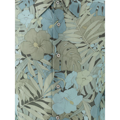 Tom Ford Himmelblaues Lyocell-Hemd mit Muster