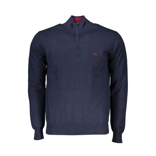 Harmont & Blaine Schicker blauer Pullover mit halbem Reißverschluss und Stickereidetail