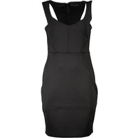Guess Jeans Schickes Schwarzes Kleid mit Kontrastdetails und weitem Ausschnitt