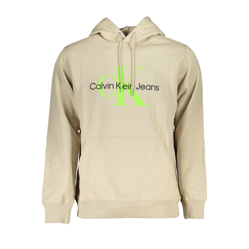 Calvin Klein Beigefarbenes Sweatshirt aus Baumwolle mit Kapuze