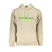 Calvin Klein Beigefarbenes Sweatshirt aus Baumwolle mit Kapuze