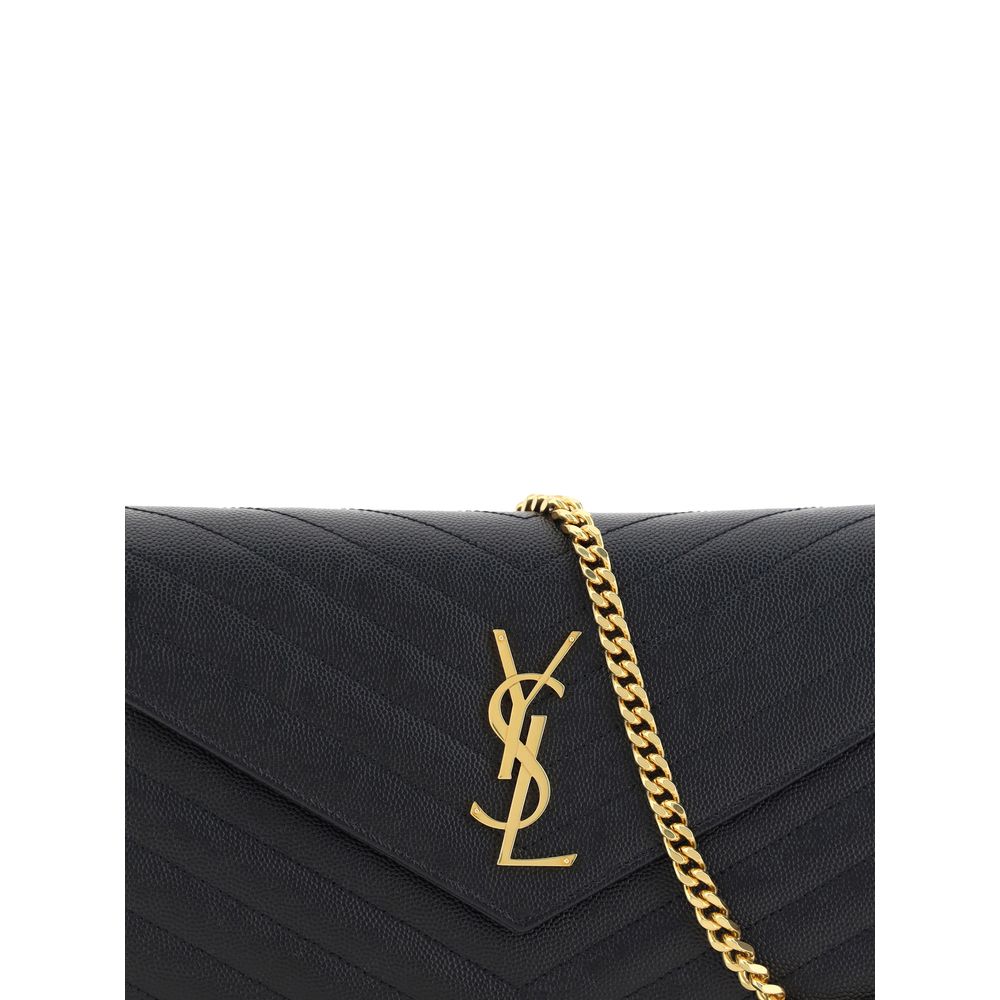 Saint Laurent Schwarze Kalbshaut Bos Taurus Schultertasche