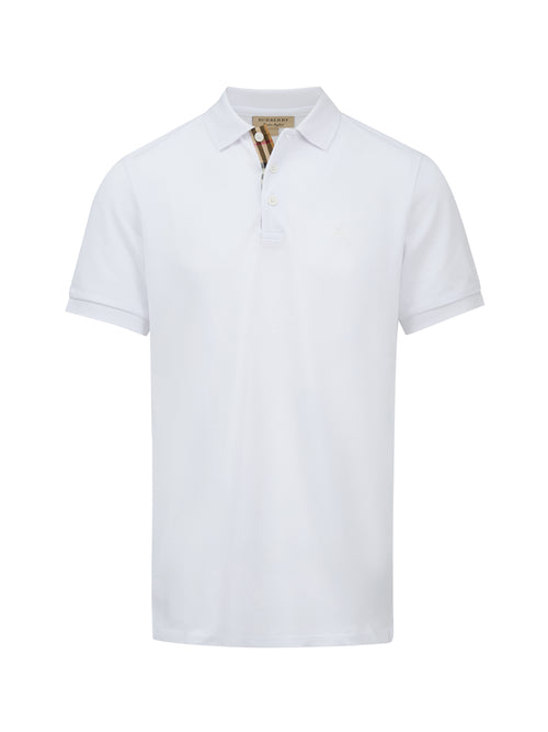 Burberry White Cotton Collar Polo Shirt
