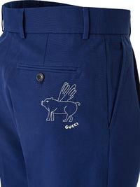 Gucci Blaue klassische Baumwollhosen