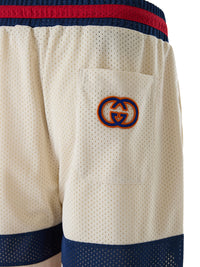 Gucci Cremefarbene Polyester-Logo-Shorts