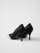 Prada Pumps aus schwarzem Satin und silbernem Metallic-Leder