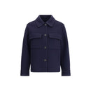 Brunello Cucinelli Blauer Wollmantel aus Fleece