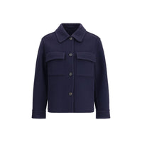 Brunello Cucinelli Blauer Wollmantel aus Fleece