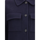 Brunello Cucinelli Blauer Wollmantel aus Fleece