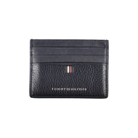 Tommy Hilfiger Elegantes blaues Leder-Kartenetui mit kontrastierenden Details