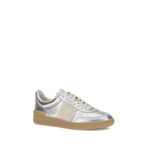 Valentino Garavani Silberne Kalbshaut Bos Taurus Sneakers mit niedrigem Schaft