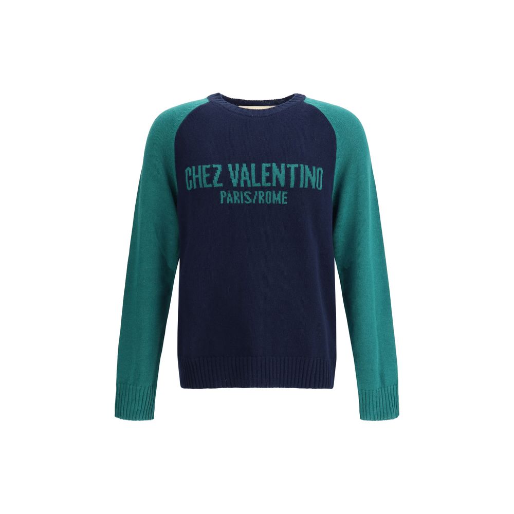 Valentino Blauer Fleece-Wollpullover