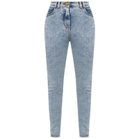 Balmain Blaue High-Waisted-Jeans aus Baumwolle