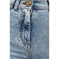 Balmain Blaue High-Waisted-Jeans aus Baumwolle
