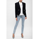 Balmain Blaue High-Waisted-Jeans aus Baumwolle