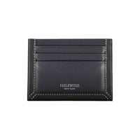 Tommy Hilfiger Elegantes blaues Leder-Kartenetui mit kontrastierendem Detail