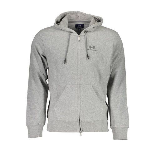 La Martina Grey Cotton Pullover for Men with Hood