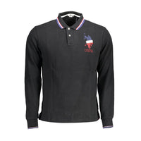 U.S. POLO ASSN. Schwarzes Baumwoll-Poloshirt für Männer