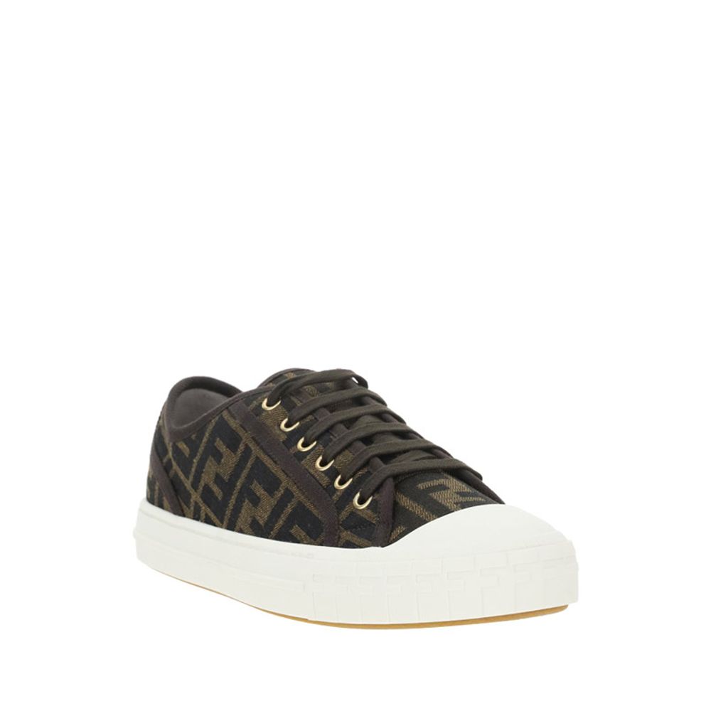 Fendi Braune Polyamid Sneakers mit niedrigem Schaft
