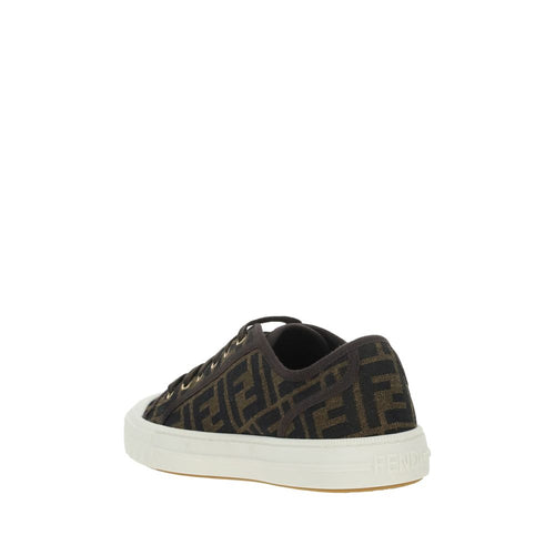 Fendi Braune Polyamid Sneakers mit niedrigem Schaft