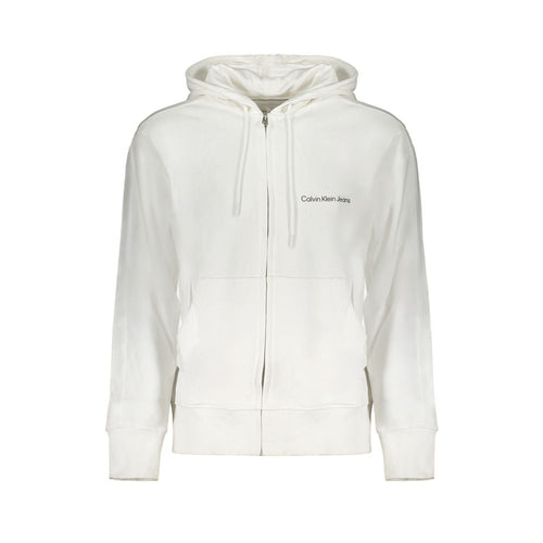 Calvin Klein Men's White Cotton Hoodie Sweater