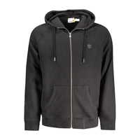 Timberland Black Cotton Pullover for Men with Central Pockets and Zipper