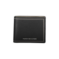 Tommy Hilfiger Schwarzes Leder Portemonnaie mit zwei Karten