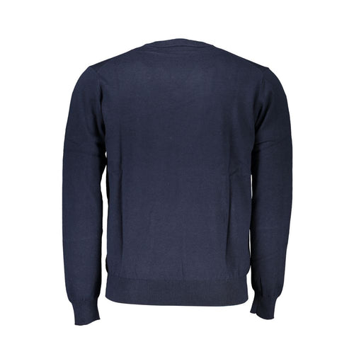 Harmont & Blaine Blauer Pullover mit V-Ausschnitt und Stickerei