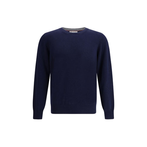 Brunello Cucinelli Blauer Kaschmir-Pullover aus reinem Kaschmir