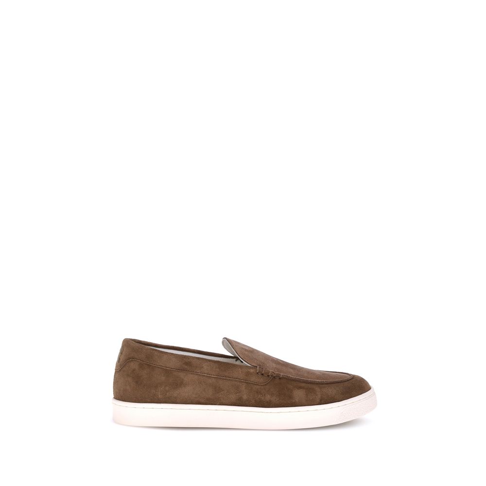 Brunello Cucinelli Braune Kalbshaut Bos Taurus Sneakers mit niedrigem Schaft