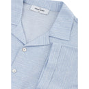 Gran Sasso Blue linen and cotton short-sleeved shirt