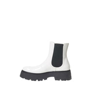 Alexander McQueen Schwarzer und weißer Lederstiefel