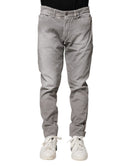 Balmain Hellgraue gewaschene Skinny Fit Herren Denim Jeans