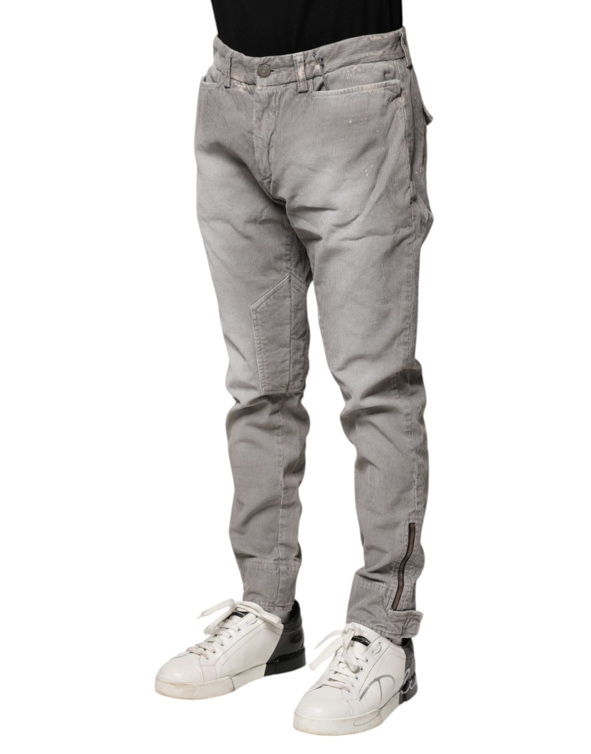 Balmain Hellgraue gewaschene Skinny Fit Herren Denim Jeans