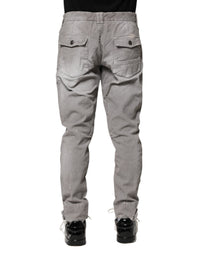 Balmain Hellgraue gewaschene Skinny Fit Herren Denim Jeans