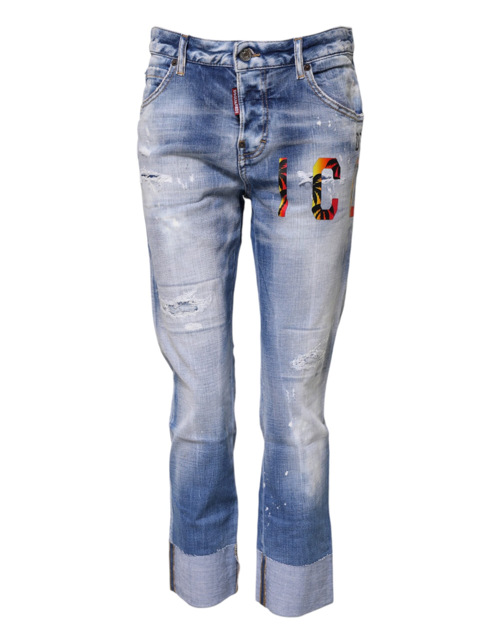 Dsquared² Blaue Skinny Denim-Jeans aus gewaschener Baumwolle mit mittlerer Taille