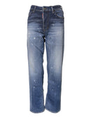Dsquared² Blaue gewaschene Straight Jeans aus Baumwolle mit mittlerer Taille