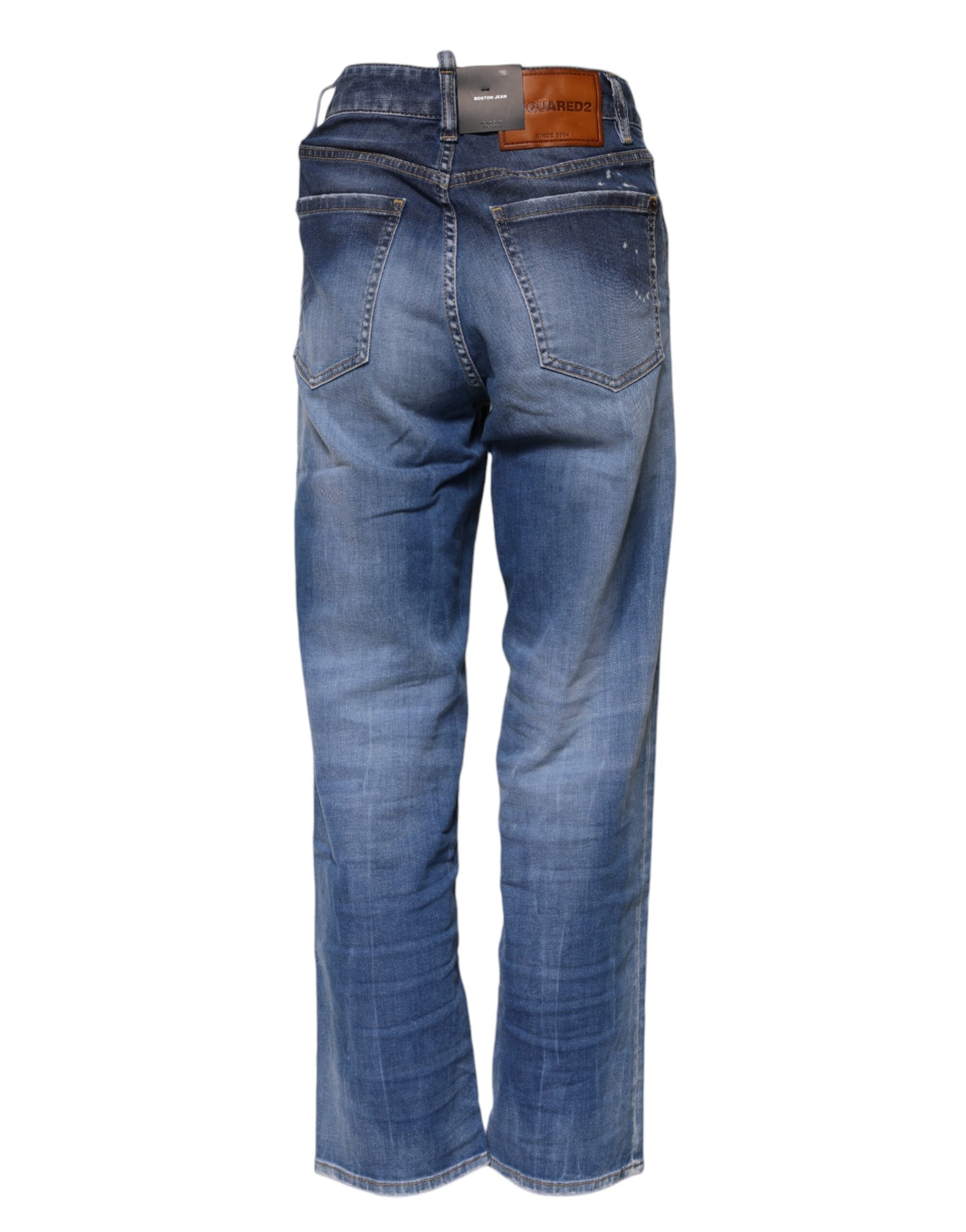 Dsquared² Blaue gewaschene Straight Jeans aus Baumwolle mit mittlerer Taille