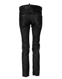 Dsquared² Schwarze Skinny-Jeans aus gewaschener Baumwolle mit mittlerer Taille